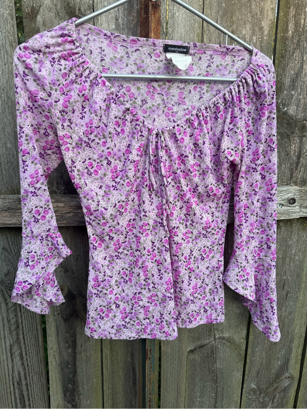 Eyeshadow Vintage 90s Floral Bell Sleeve Peasant Blouse Size Small